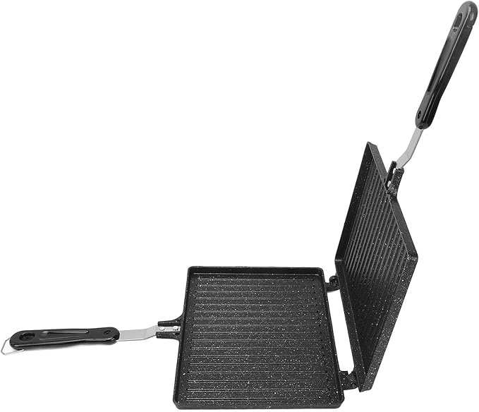 Walfront Stovetop Toasted Sandwiches Maker, Non Stick Grilled Panini Maker, Aluminum Alloy for Waffles, Breakfast, for Home Kitchen and Camping