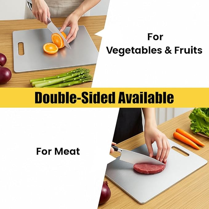 Titanium Cutting Board Set of 3, 100% Pure Titanium Chopping Board for Kitchen, Hygiene & Durability Double Sided Cutting Board, Non toxic 3Pcs Chopping Board, Dishwasher Safe (S+M+L)
