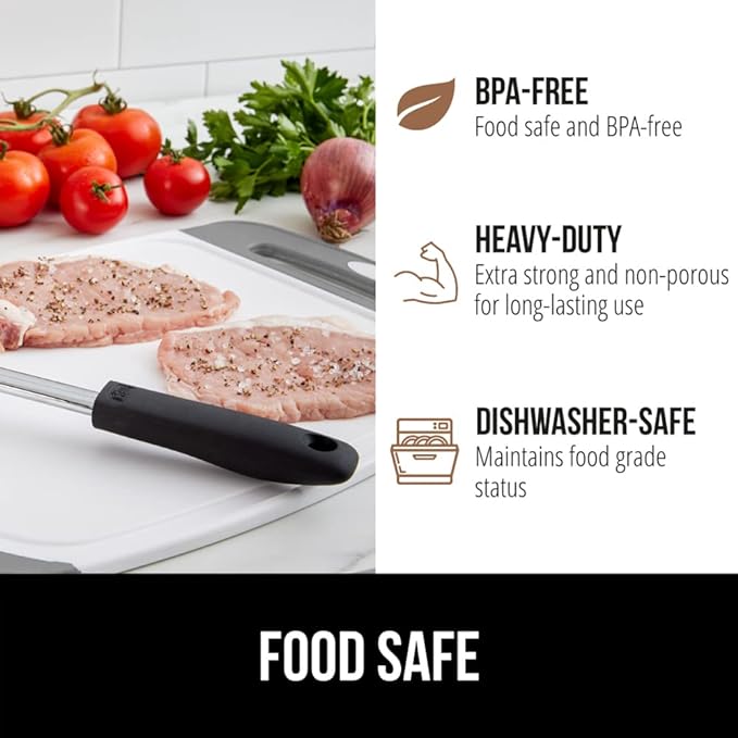 GORILLA GRIP BPA-Free Reversible Kitchen Cutting Board Set of 3, US Designed, Nonporous, Juice Grooves Catch Liquid, Slip Resistant Border, Dishwasher Safe, Durable Large Food Chopping Boards, Gray