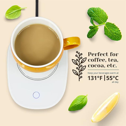 Amruta Auto On/Off Gravity Induction Coffee Mug Warmer, Warming Plate for Coffee Mugs Tea Cups, Great for Beverages Coffee, Tea, Cocoa, Milk, Water (Warmer-White)