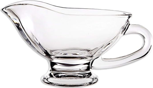 Classic Glass Gravy Dish with Handle - Sleek & Elegant with A Beautiful Shine- For Salad Dressing, Syrup, Sauces or Broth - Gift Item or Home Decor, 10 oz
