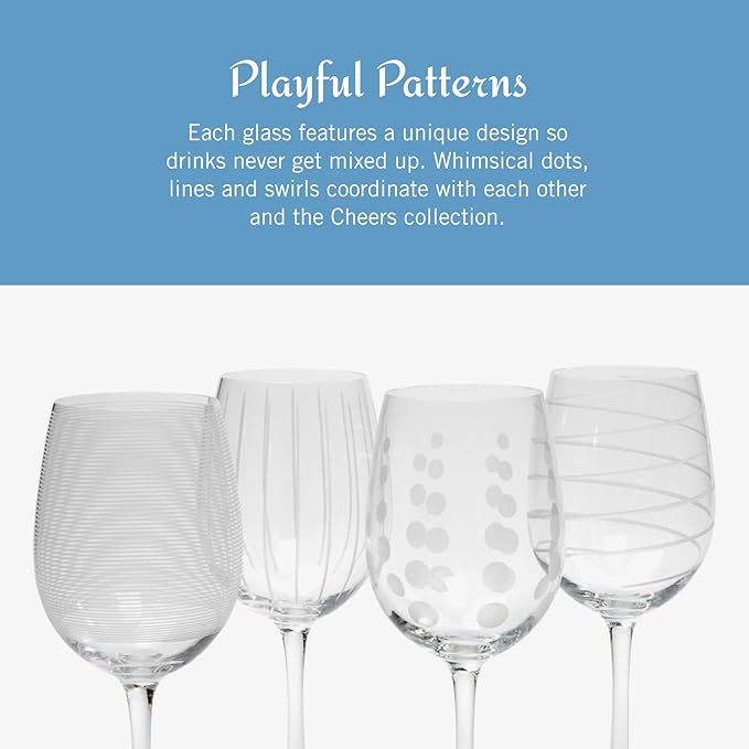 Mikasa Cheers White Wine Glasses Set of 4, 16-Ounce Elegant Glassware, Durable and Dishwasher Safe, Perfect for Everyday or Entertaining