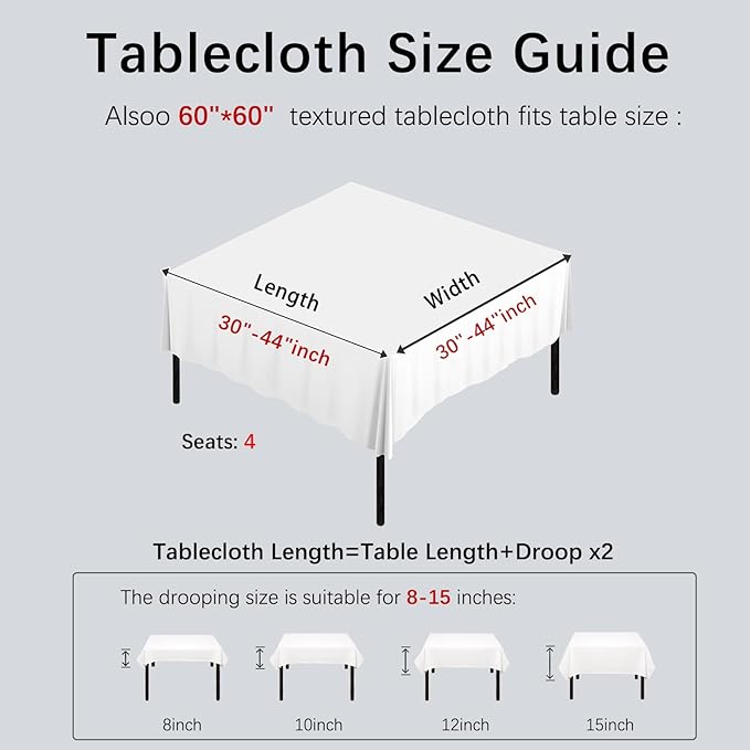Alsoo Square Table Cloth,60X60 Inch Waterproof Linen Table Cloths Spill Proof and Washable Wrinkle Free Table Cover for Dining Table, Kitchen, Christmas，Parties and Wedding, Red