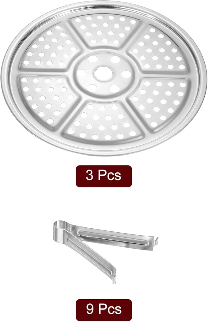 uxcell 3pcs Stainless Steel Steamer Rack with Stand, 8.6 Inches Pot Steaming Tray for Steamer Cookware Instant Pressure Cooker, Silver Tone