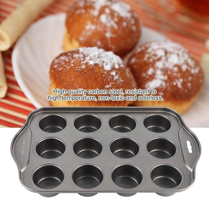 Beufee Mini Cheesecake Pan,Mini Cupcake Muffin Baking Pans 12 Cavity with Removable Bottom Cupcake Pan Mini Round Cake Pans Nonstick Cake Mold DIY Baking Cake Mold Bakeware Kitchen Utensils
