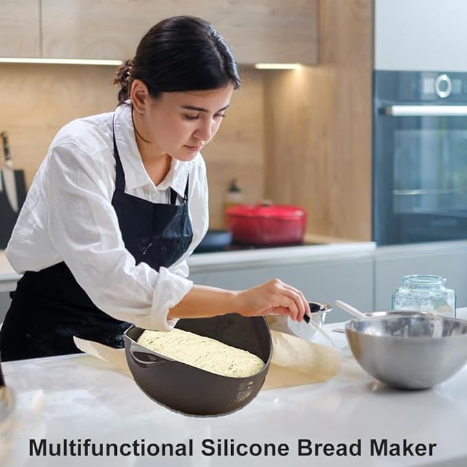 Saycker Silicone Bread Bowl,Bread Maker Mold for Baking Bread,Flexible Soft Loaf Pan for Homemade Bread Sourdough,Bakeware Tool for Baking,Easy to Mix,Proof and Bake
