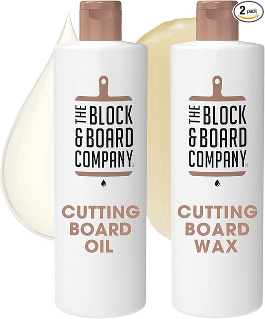 Specialist Cutting Board Finishing Kit by the Block & Board Company | Food Grade Finishing Oil & Wax | Seals & Protects Wood, Butcher Block, Countertop & Utensils | 2 Piece Set