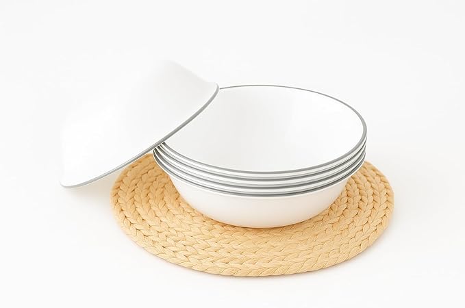 Chip Resistant 1qt (0.95L) Rimmed Bowl Lighth Gray, 4-Pack. Corelle-Livingware