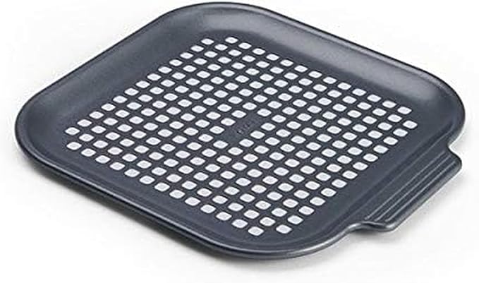 Instant Vortex Official Nonstick Perforated Pizza Pan, Gray - Smart Design for Delicious Crispy Crust Pizza, Compatible with 6 & 10-Quart Air Fryers and Ovens, Easy Transport with Ridged Handles