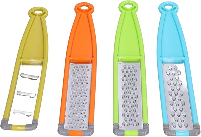 Vegetable Zester and Grater, Stainless Steel Kitchen Tool for Cheese Potato Shredding with Silicone Holder, Multi Purpose Ergonomic Grater