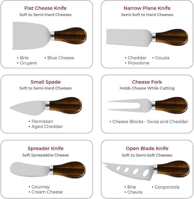 Cheese Butter Spreader Knife Set, Charcuterie Board Accessories Utensils,Stainless Steel with Walnut Wood Handel, Mini Serving Tongs Spoons Forks Set