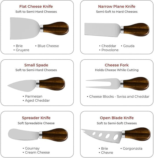 Cheese Butter Spreader Knife Set, Charcuterie Board Accessories Utensils,Stainless Steel with Walnut Wood Handel, Mini Serving Tongs Spoons Forks Set