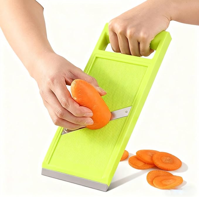 Handheld Mandoline, Vegetable Chopper and Chip Maker with Stainless Steel Blades and Ergonomic Handle, Kitchen Vegetable Fruit Cutter Peeler for Carrots and Potatoes