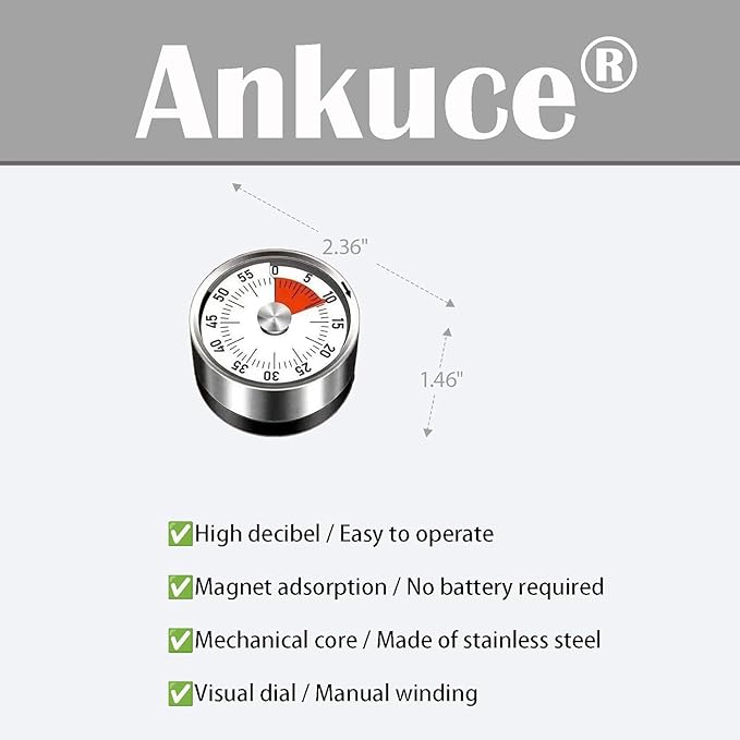 Digital Kitchen Timer for Cooking, Loud Alarm, Magnetic Back (Sliver)