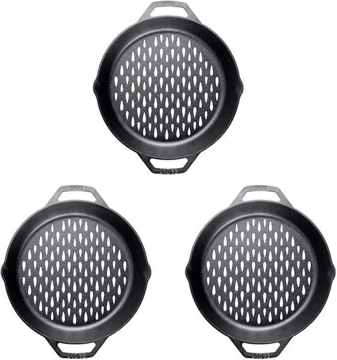 Lodge 12" Cast Iron Dual Handle Grill Basket (Pack of 3)