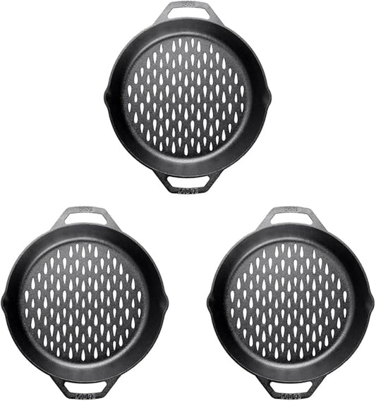 Lodge 12" Cast Iron Dual Handle Grill Basket (Pack of 3)