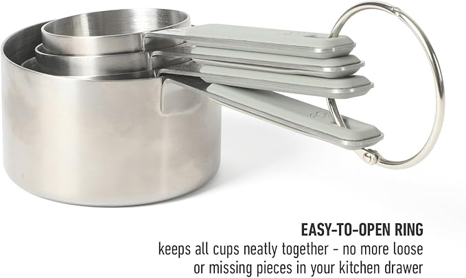 Calphalon Prime 4 Piece Stainless Steel Measuring Cups W/Taupe Silicone Handles