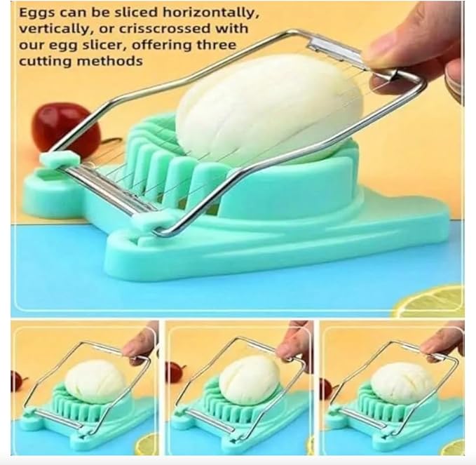 Egg Slicer for Hard Boiled Eggs, Stainless Steel Wire Cutter with PP Base, Manual Kitchen Tool, Orange