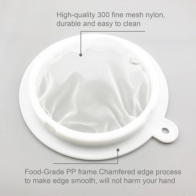 8.4in 300 Mesh Big Nylon Straining Sieve Filter Ultra-Fine Sediments Mesh Strainer for Straining Wine,Well Water,Oil