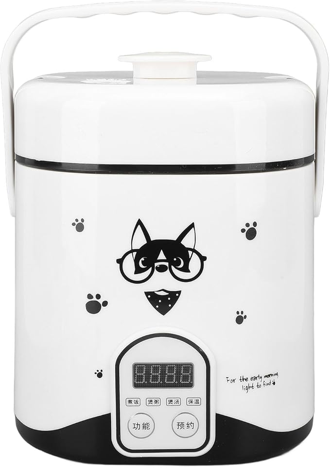 Rice Cooker, 1.2L Small Rice Cooker with Non Stick Inner Pot Steaming Plate Rice Spoon, 24H Reservation And Temperature Control, for Car Camping Travel