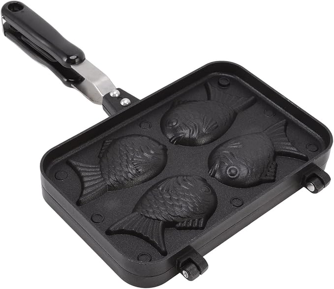Taiyaki Fish Shape Cake Pan, Non Stick Waffle Cake Maker Pan with Long Handle Pancake Baking Double Pan Mold for Gas Stove Waffle Baking Mold for Home DIY Cooking Party