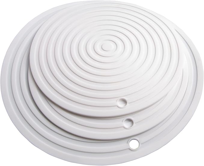 Silicone Trivets Mats for Pots and Pans, Heat Resistant Pot Holders, Flexible Hot Pads for Kitchen Table, Non Slip Mats, Dia11.81 and 9.45 Inches Big Round Microwave Mats Pack 3 White