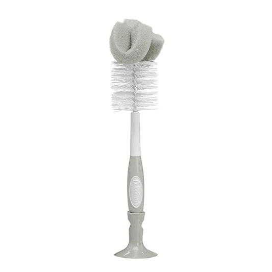 Dr. Brown's Reusable Sponge Baby Bottle Cleaning Brush with Suction Cup Stand, Scrubber and Nipple Cleaner, BPA-Free, Gray, 1-Pack