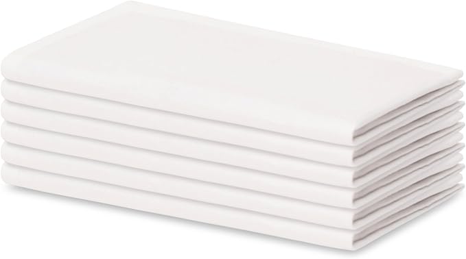 Blue Needles Solid Cloth Napkins Set of 6 White 100% Cotton Dinner Napkins 18x18 inches - Soft, Reusable, Absorbent & Washable Linen, Ideal for Valentine's Day Events, Parties & Everyday Use