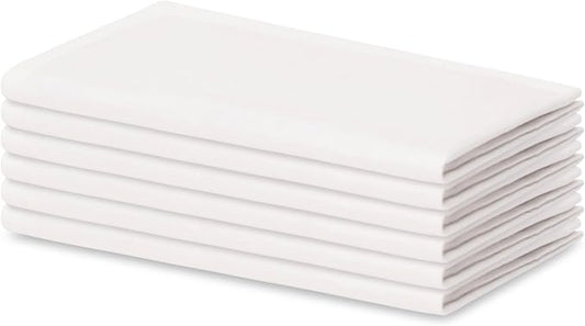 Blue Needles Solid Cloth Napkins Set of 6 White 100% Cotton Dinner Napkins 18x18 inches - Soft, Reusable, Absorbent & Washable Linen, Ideal for Valentine's Day Events, Parties & Everyday Use