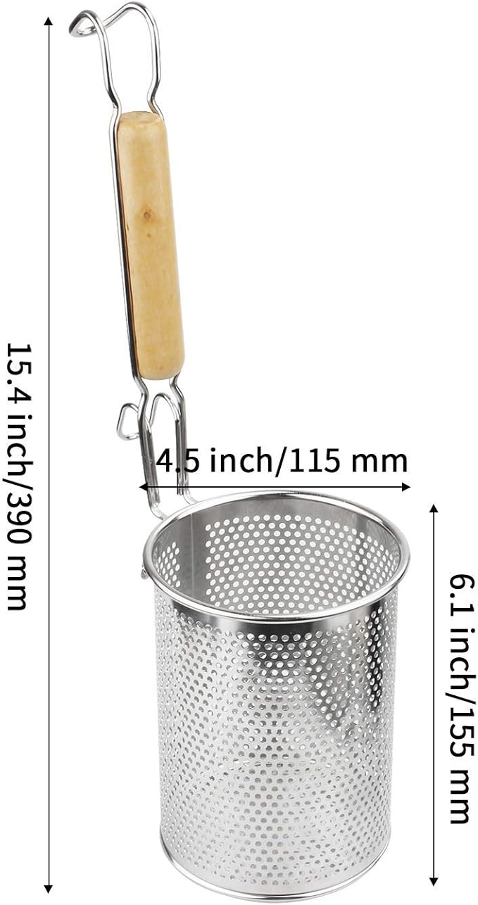 MyLifeUNIT Spaghetti Strainer Spoon, Stainless Steel Food Strainer Noodle Strainer with Handle 4.4 X 4.6 X 14.7 inches