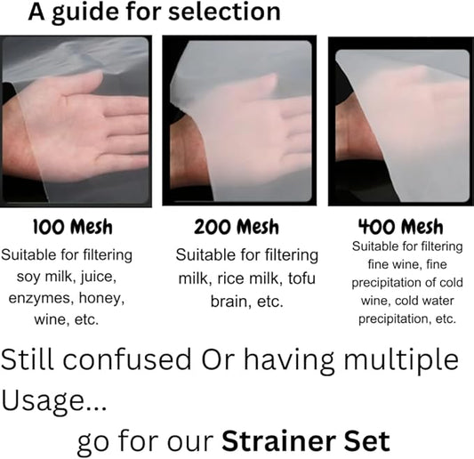 Kitchen Ultra-Fine Nylon Mesh Strainer I Filter Spoon Sieve For Soy Milk, Coffee, Milk, Yogurt, Juice, Enzymes, Honey, Wine, Rice Milk, Tofu brain