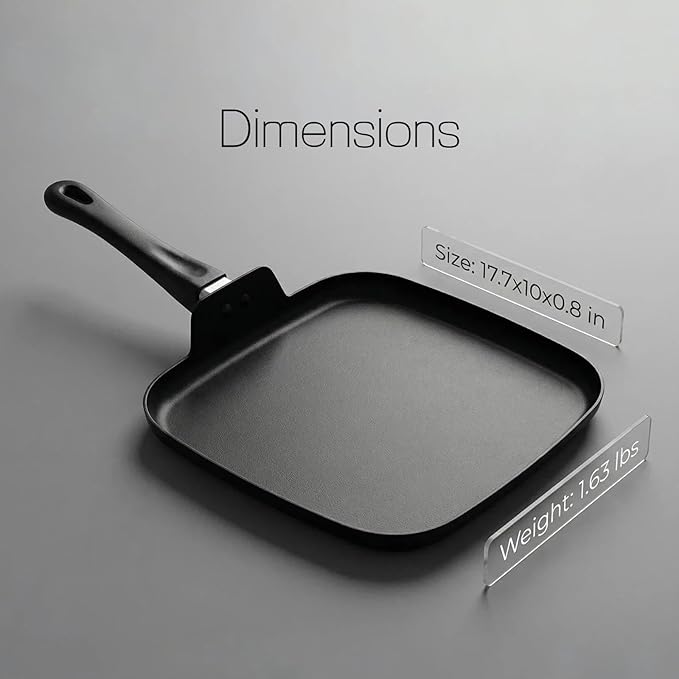 Griddle Pan for Stove Top, Comales Para Tortillas, 10 Inch Nonstick Grill Pan for Cooking Eggs, Omelettes, and More, Induction Compatible, PFOA Free