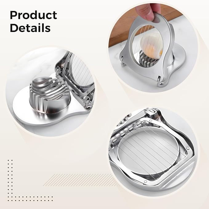 2 Pack Egg Slicer,Zinc Alloy Hard Boiled Egg Cutter,Multi-Function Stainless Steel Metal Wire Slicers for Mushroom,Strawberry,Banana,Easy Clean,Uniform Slices,Perfect for Salads Sandwiches Breakfast