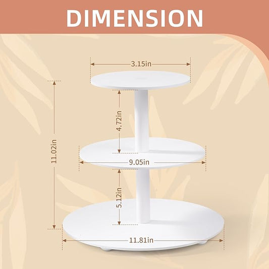 Weselljars 3-Tier Wooden Cupcake Stand:14in White Round Tiered Cake Stand,Dessert Display Stand for 33 Cupcakes,Easy to Assemble and with Instruction,Cupcake Tower for Wedding/Party/Birthday/Decor