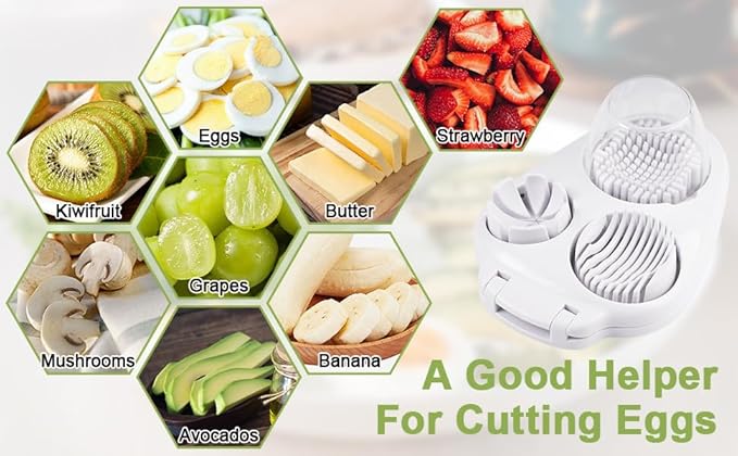 3 in 1 Egg Slicer for Kitchen – Multi-Functional Strawberry Banana Mushroom Cutter, ABS Safe Wire Blade, 3 Slice Modes, Dishwasher Safe, Lightweight 120 g, Gift for Salad Lover