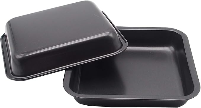 HYTK 2pcs Mini Baking Pans 8 X 8 Inch (Inner 7.5 X 7.5) Square Cake Pan Bread Pan Nonstick Heavy Carbon Steel Bakeware