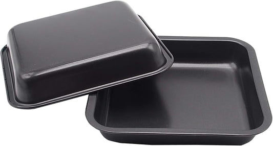 HYTK 2pcs Mini Baking Pans 8 X 8 Inch (Inner 7.5 X 7.5) Square Cake Pan Bread Pan Nonstick Heavy Carbon Steel Bakeware