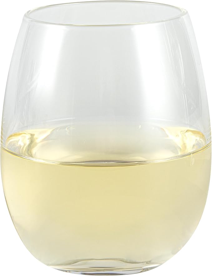 Restaurantware-Vetri 15 Ounce Wine Glasses, 6 Dishwashable Stemless Wine Glasses - No Lead, Durable, Clear Glass Stemware, For Home, Bar, Or Restaurant, Serve Merlot, Chardonnay, Or Bordeaux