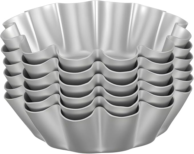 Uanqfegy Non-Stick Flower Shape Egg Tart Molds, 6-Pack Reusable Baking Pans for Tarts, Cakes & Puddings/4.7 Inch