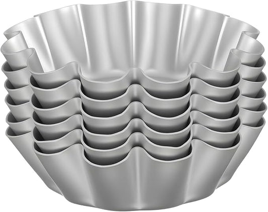 Uanqfegy Non-Stick Flower Shape Egg Tart Molds, 6-Pack Reusable Baking Pans for Tarts, Cakes & Puddings/4.7 Inch