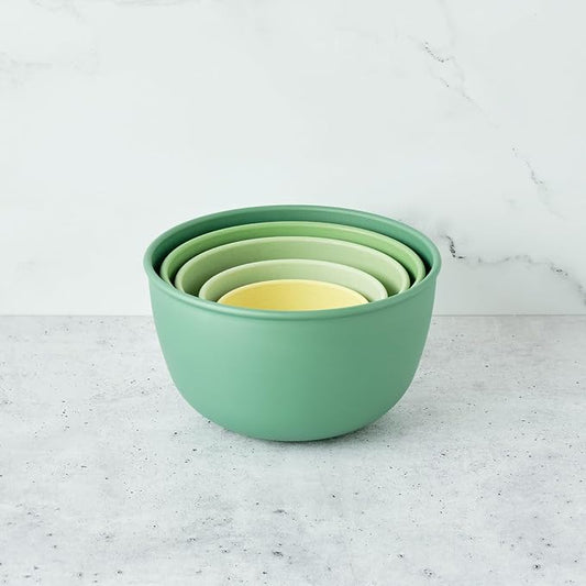 Bamboozle Mixing Bowls | 5 Piece Plant-Based Nesting Bowl Set | Matte Finish | Multi-Color | Dishwasher and Microwave Safe | Fresh Guacamole