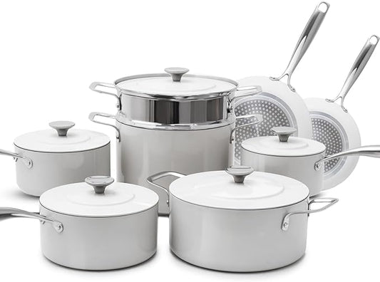 Nuwave Lux 13-Piece Premium Cookware Collection, Next-Generation G11 Duralon Blue Ceramic Nonstick, Ultra Durable, PFAS-Free, Lightweight & Works on All Cooktops