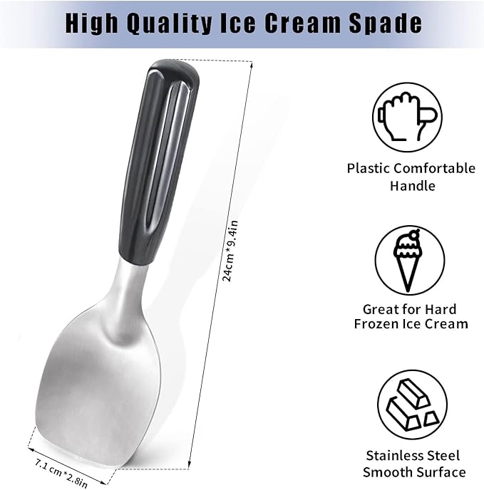 Ice Cream Spade - Stainless Steel Flat Ice Cream Paddle, Scooper for Hard or Creamy Dessert Spade Butter Cutter (1)