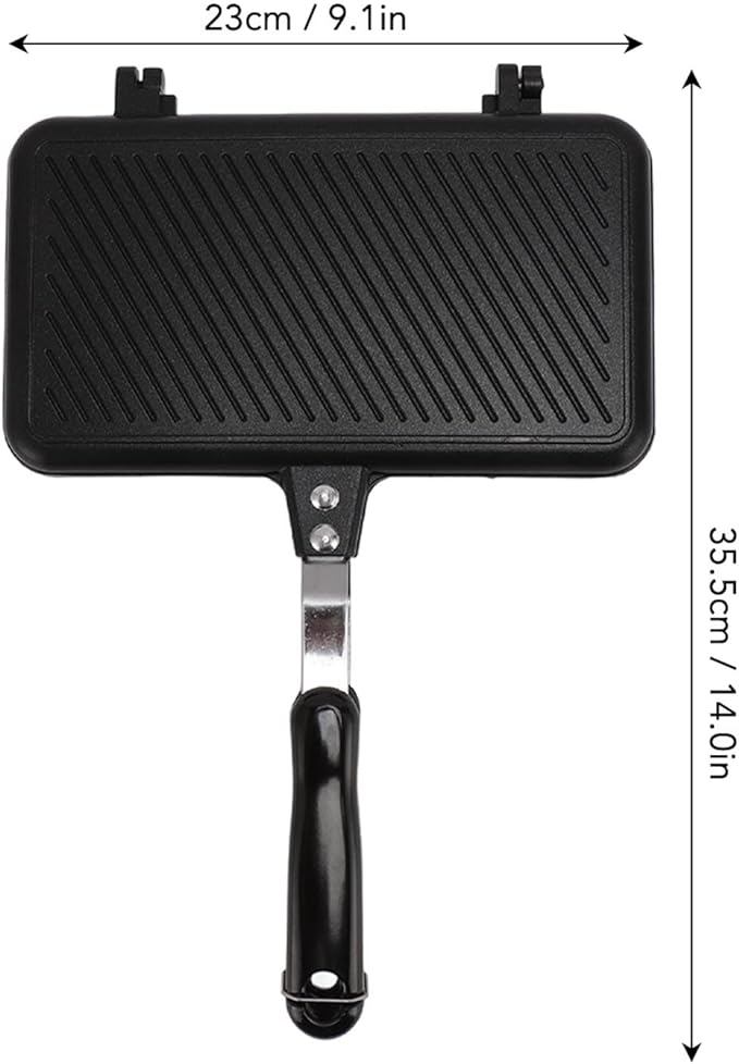 Aluminum Waffle Maker Pan, Nonstick Stove Top Waffle Pan, Portable with Long Handle - Quick Crisp Waffles, Easy Cleanup, Perfect for Family Breakfast and Camping (Type 2)