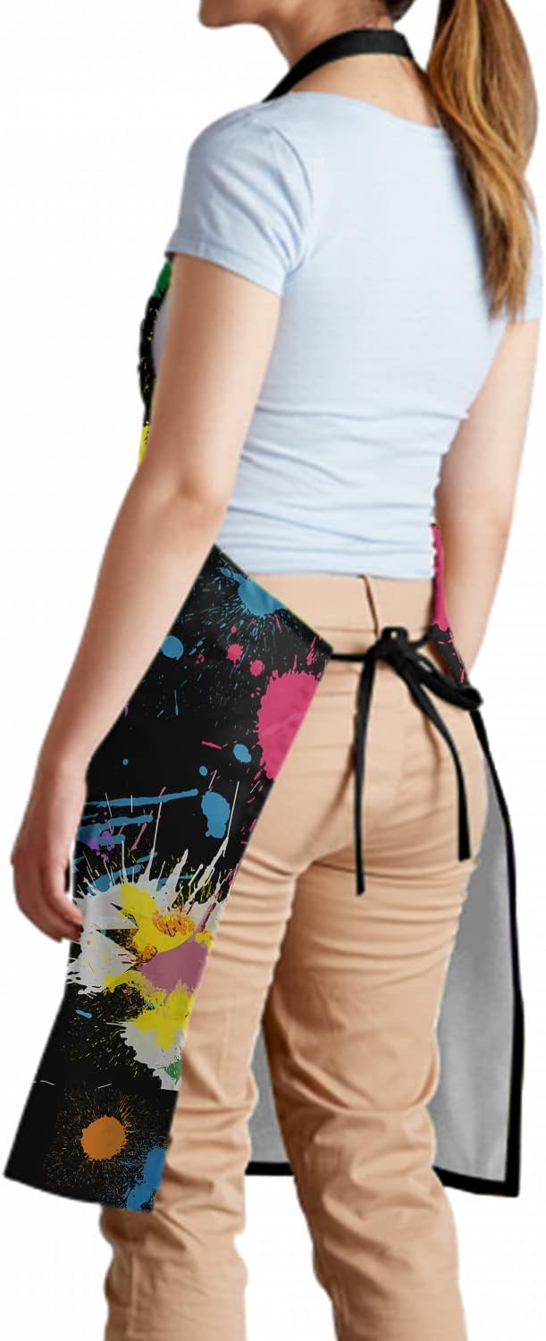 Apron with Pockets Aprons for Women Men Kitchen Chef Apron for Cooking Gardening Server Waitress Painting