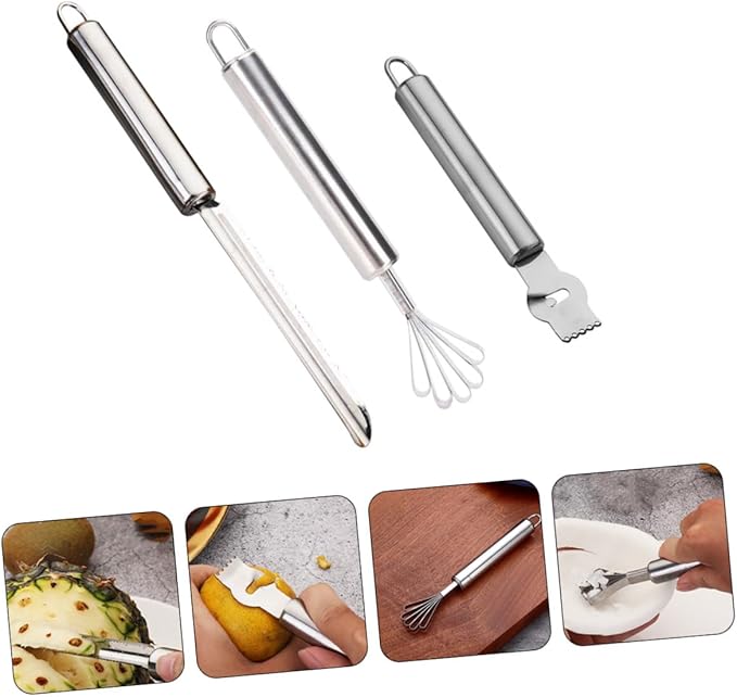 3-Piece Stainless Steel Multi-functional Grater Set Lemon Zester Pineapple Grater Coconut for Kitchen for Citrus and Fruit Shredding