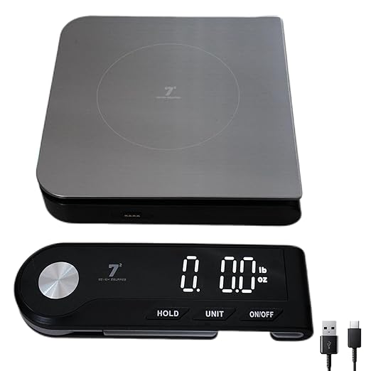 SEVEN SQUARED 72 Digital Kitchen Food Scale with Removable LED Display & Built-in Thermometer, 11lb/5kg High Precision 0.1g Stainless Steel Scale for Cooking & Baking, Tare Function, 5 Units