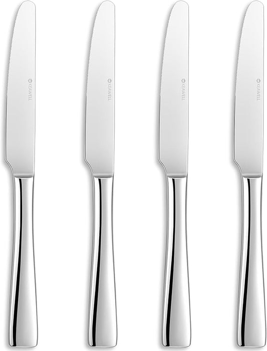 KEAWELL Premium 9.5" Louis Dinner Knives, Set of 4, Stainless Steel Dishwasher Safe, Serrated Knives (Plain)