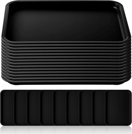 Gerrii 18 Pcs Plastic Fast Food Trays Bulk Restaurant Serving Cafeteria Tray Grill School Lunch Tray Rectangular Serving Platter for Kitchen Hotel Restaurant (Black,12 x 9 Inch)