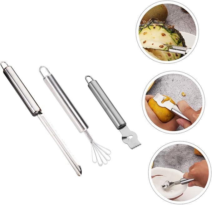 3-Piece Stainless Steel Multi-functional Grater Set Lemon Zester Pineapple Grater Coconut for Kitchen for Citrus and Fruit Shredding